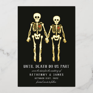Skeletons romantiques Foil Invitation