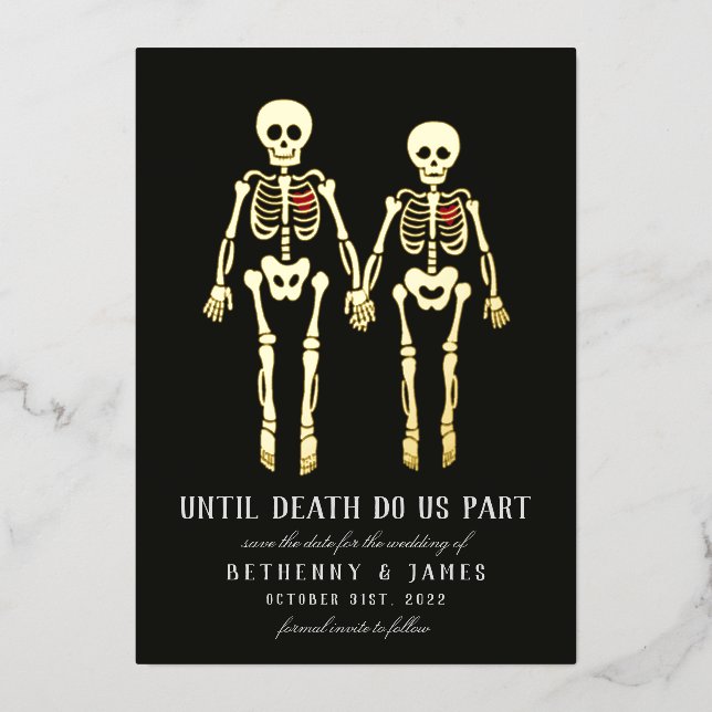 Skeletons romantiques Foil Invitation (Recto)