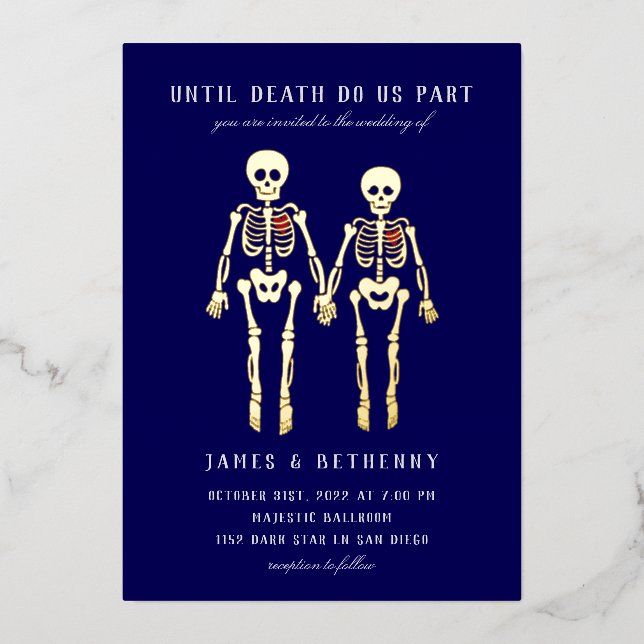 Skeletons romantiques Foil Invitation (Recto)
