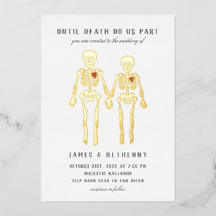 Skeletons romantiques Foil Invitation