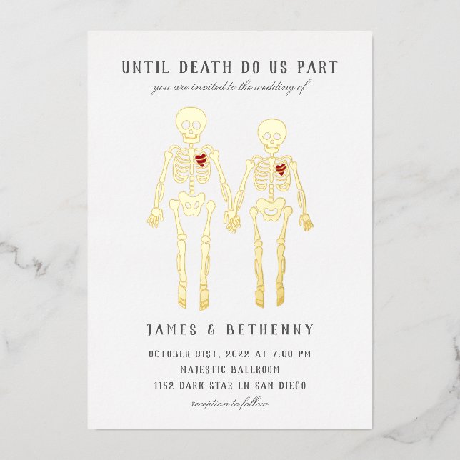 Skeletons romantiques Foil Invitation (Recto)