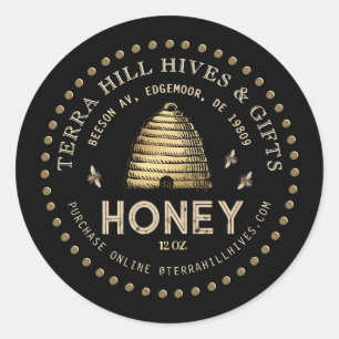 Skep avec les abeilles sur le Étiquette de miel no