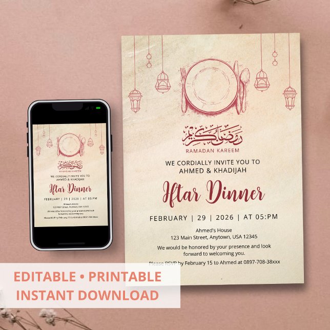 Sketch Style Ramadan Iftar Dinner Invitation (Créateur téléchargé)