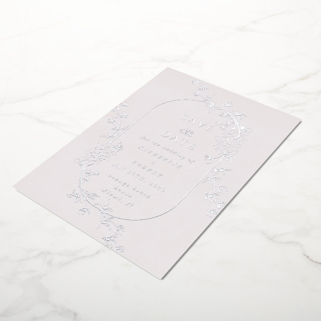 Sketched Modern Floral Wedding Foil Invitation (Rotation)