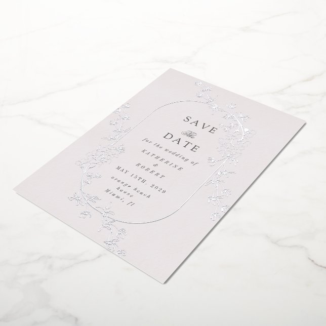 Sketched Modern Floral Wedding Foil Invitation (Rotation)