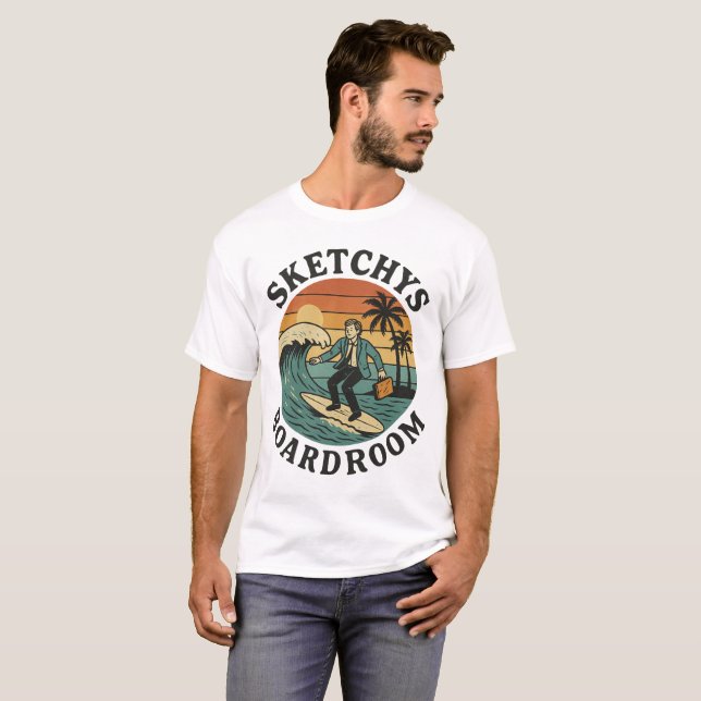 Sketchys Boardroom - T-shirt rétro surf  (Devant entier)