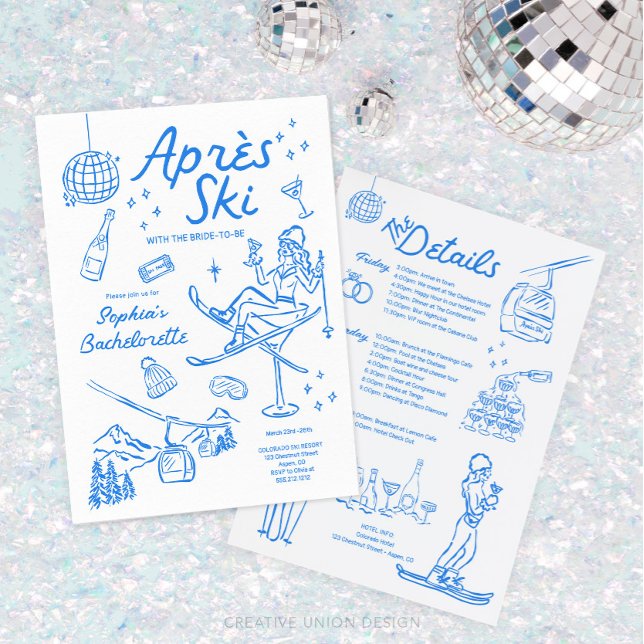 Ski Bachelorette Invitation et Aprés Itinéraires (Ski Bachelorette)