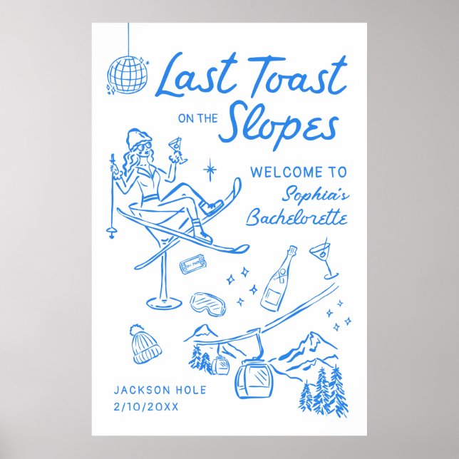 Ski Bachelorette Party Aprés Ski Welcome Poster (Devant)