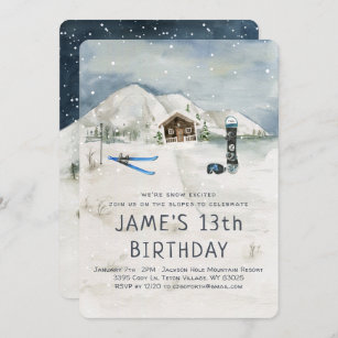 Ski de snowboard d'hiver Invitation d'anniversaire
