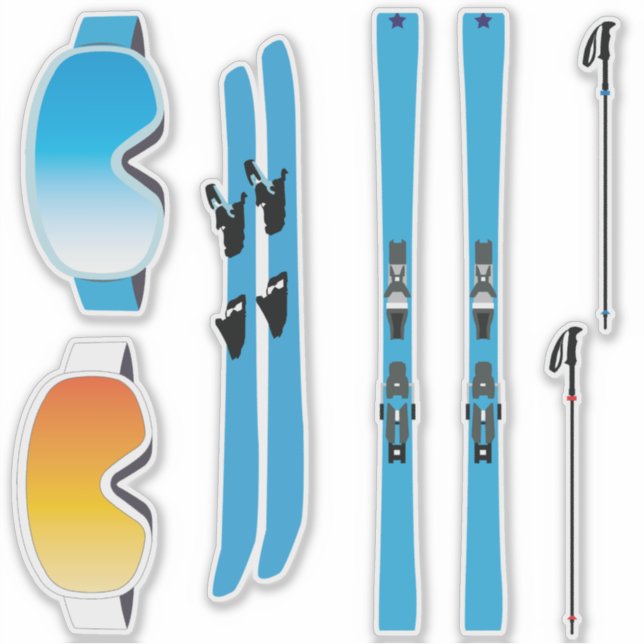 Ski Equipment Sticker Set (Devant)