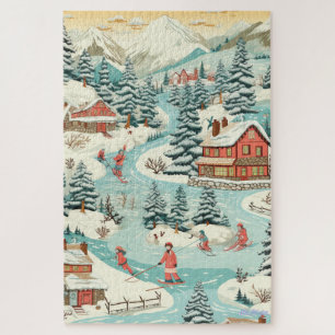ski lodge neige montagne 1014 pcs Puzzle