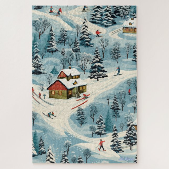ski lodge neige montagne 1014 pcs Puzzle (Vertical)