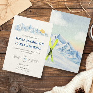 Ski Mariage Aquarelle Paysage de montagne