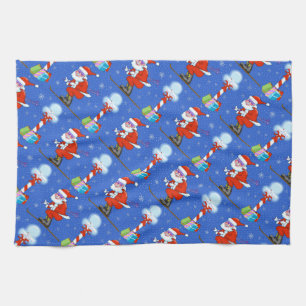 Ski Santas Noël Serviette de cuisine