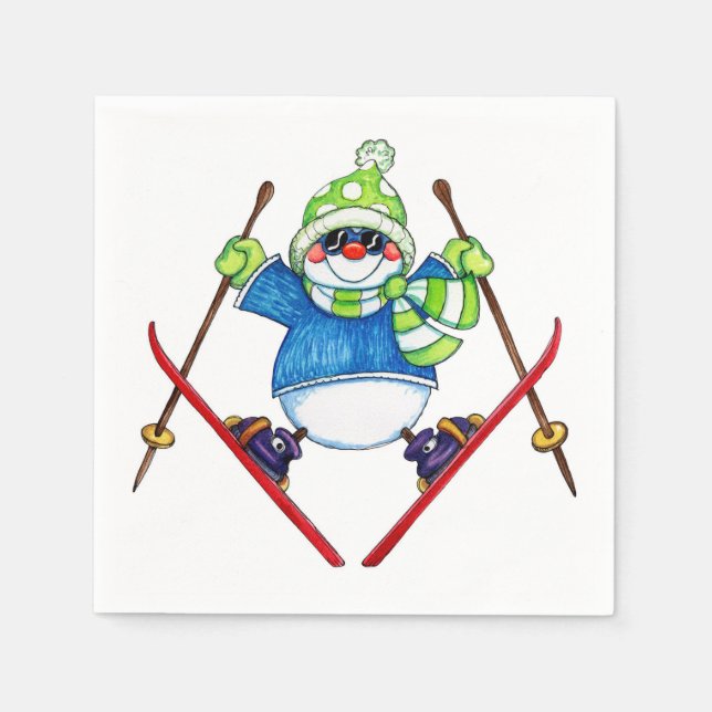 Ski Snowman - serviettes en papier (Devant)