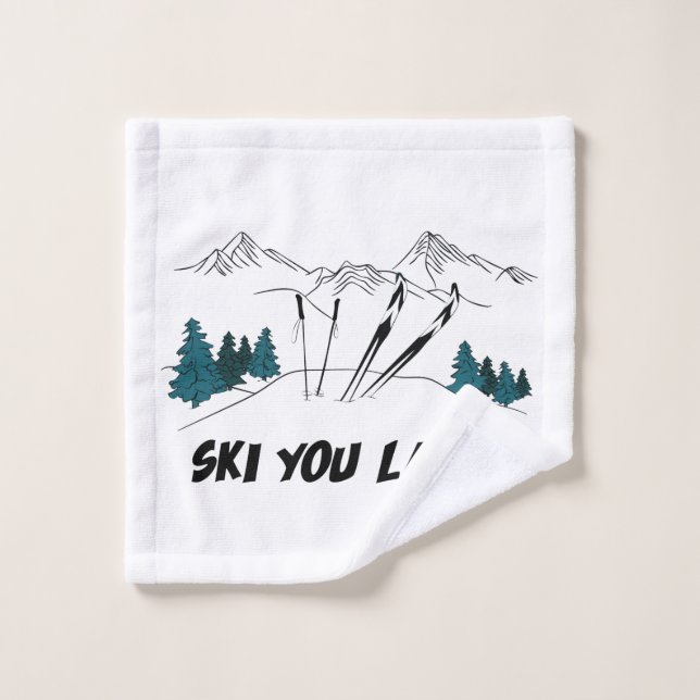 Ski Vous Plus Tard Station De Ski Scène D'Hiver (Gant de toilette)