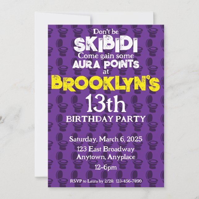 Skibidi Toilette violet Anniversaire Invitation (Devant)