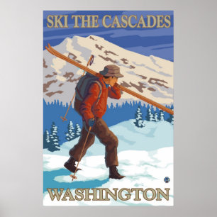 Skient les cascades - affiche de voyage de l'état
