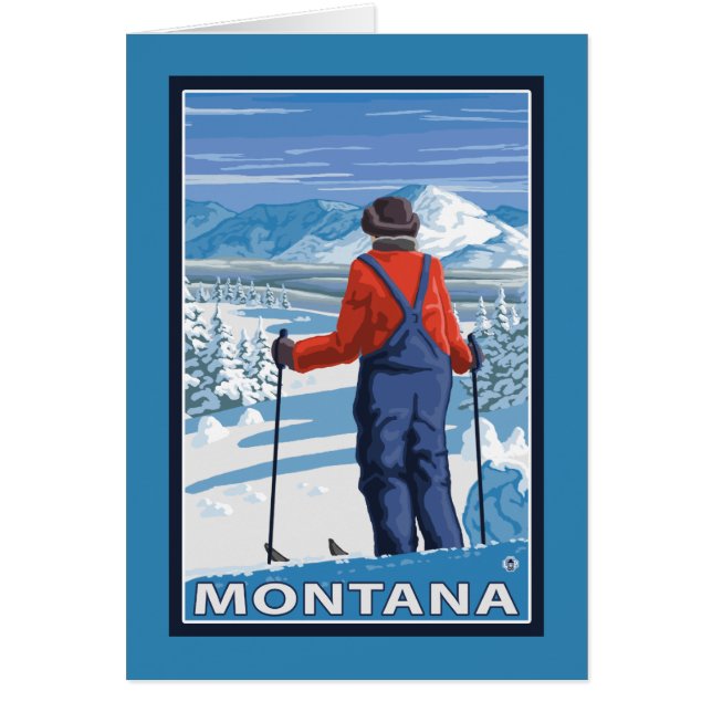 Skier AdmiringMontanaVintage Affiche de voyage (Devant)