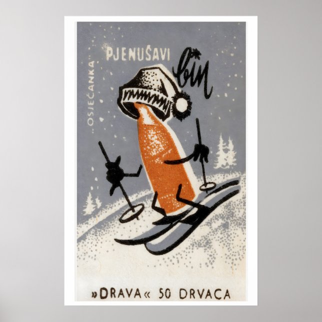 Skier Bière - Impression Boîte d'Allumettes - Art  (Devant)