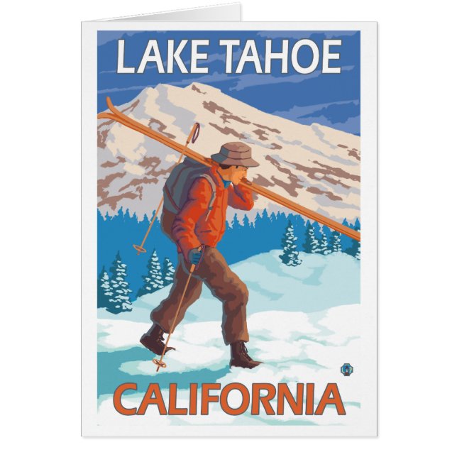 Skier transportant ski de neige - Lake Tahoe, Cali (Devant)