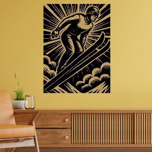 Skieur Art Déco Rétro