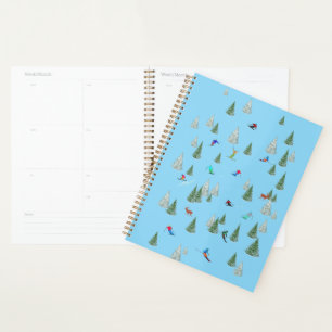 Skieurs alpins ski alpin bleu pastel