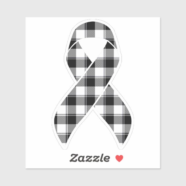 Skin Cancer Awareness Plaid Black Ribbon Sticker (Feuille)