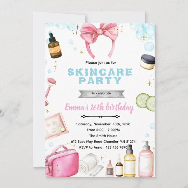 Skincare spa theme invitation (Devant)