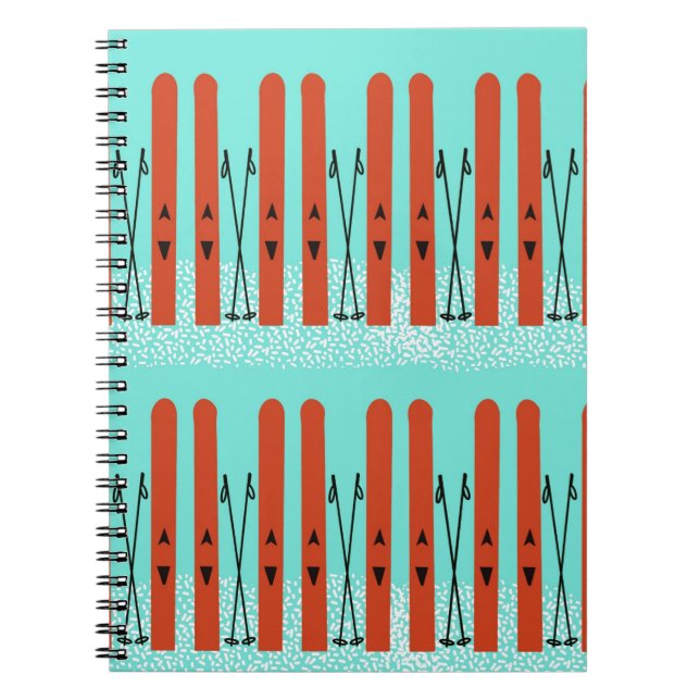 Skis rouges sur carnet bleu (Devant)