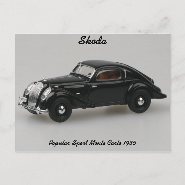 Skoda Popular Sport Monte Carlo 1935 Carte postale (Devant)