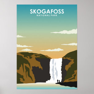 Skogafoss Islande Waterfall Affiche de voyage