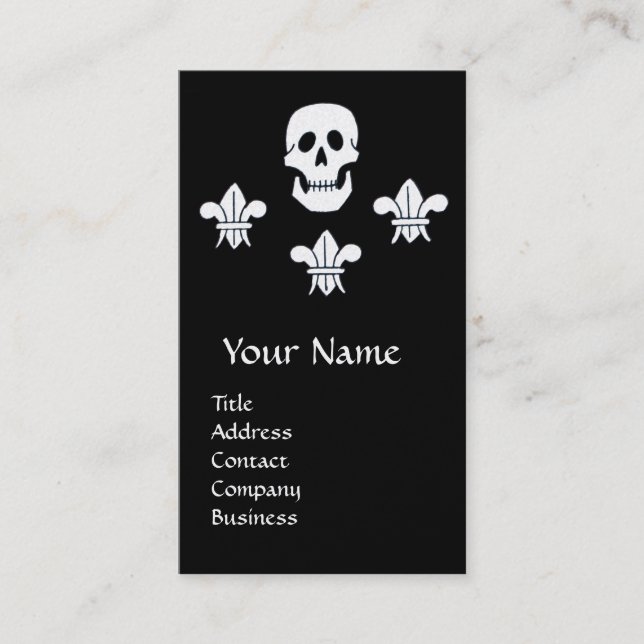 SKULL, FLEUR DE LISE /ANTIQUE PIRATES CARTES DE TR (Devant)