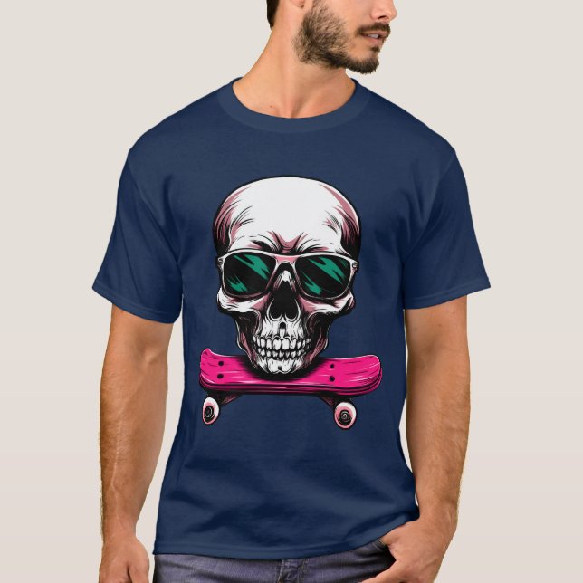 Skull Skateboard - Skaters Skull T-Shirt (Devant)