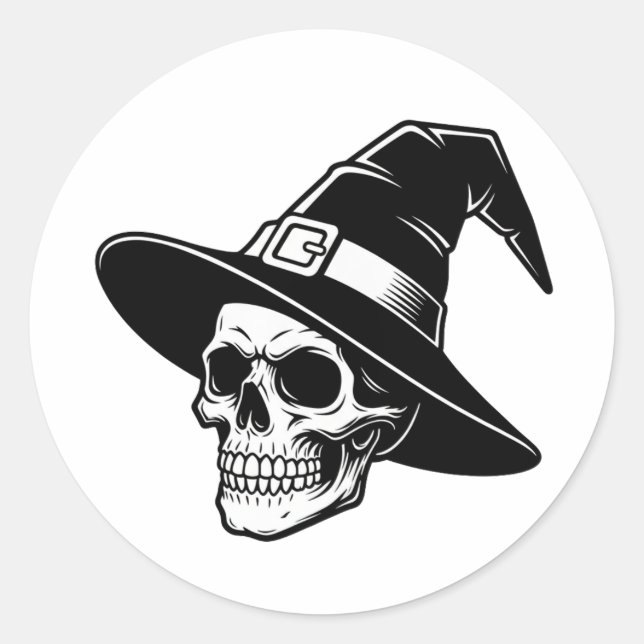 Skull Witch Hat Gothic Art - sticker (Devant)
