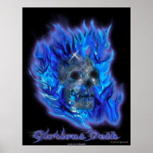 SKULT & BLUE FLAMES Aaryn Steele Poster d'art