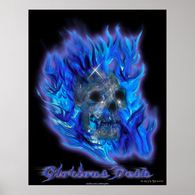 SKULT & BLUE FLAMES Aaryn Steele Poster d'art (Devant)