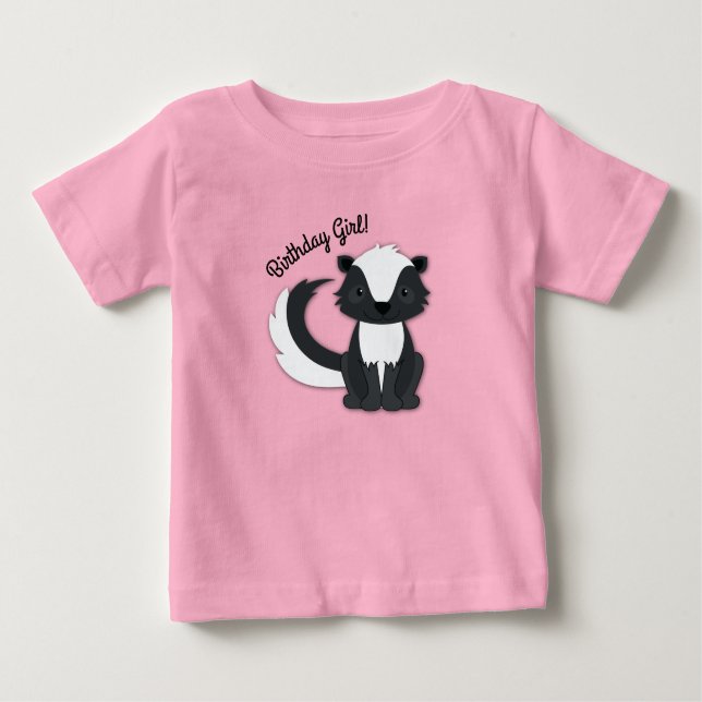 Skunk Anniversaire Fête Fille Enfants Baby T-shirt (Devant)