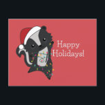 Skunk Christmas Skunks Winter Animaux Carte postal<br><div class="desc">Les Skunk pour Christmas with fairy lights. Funny animals with toxits and snow to the holidays. Donc Funny for Christmas in July. Stinkiers are sweet animals and perfect for Christmas.</div>