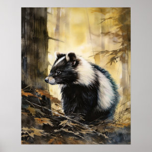 Skunk Woodland Animal Art Imprimer Poster