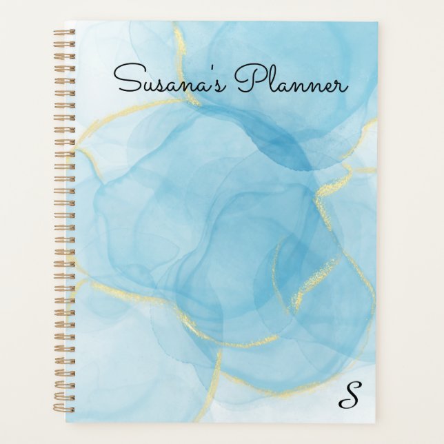 Sky Blue Alcohol Enk Art Painting Planner (Devant)