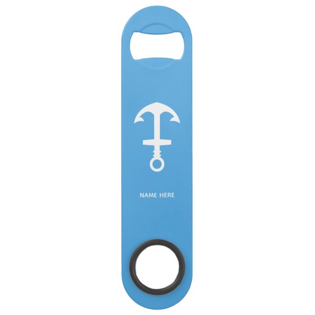 Sky Blue Bottle Opener Custom Text Bar Key Gift (Devant)