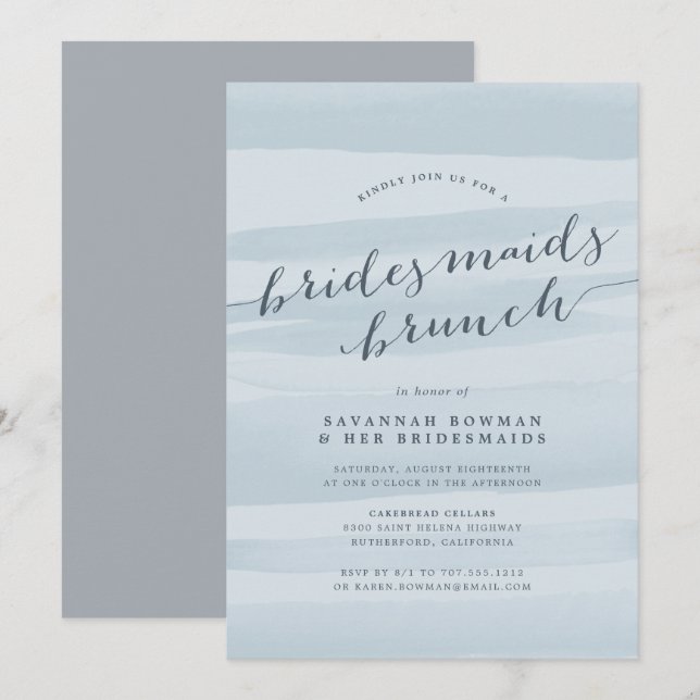 Sky Blue Bridesmaitres Brunch Invitation (Devant / Derrière)