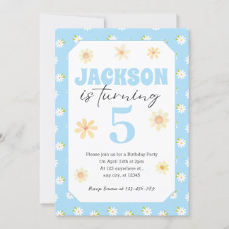 Sky Blue Daisy Anniversaire Fête Invitation N'impo