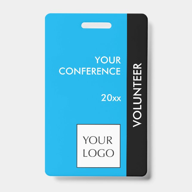 Sky Blue et Black Event Volunteer Logo Badge (Avant)