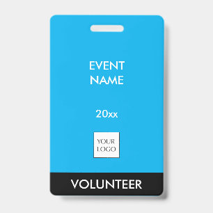 Sky Blue et White Event Volunteer Logo Badge