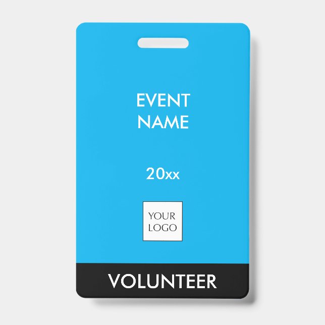 Sky Blue et White Event Volunteer Logo Badge (Avant)