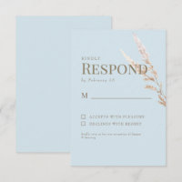 Sky Blue Gold Texte Boho Wedding RSVP