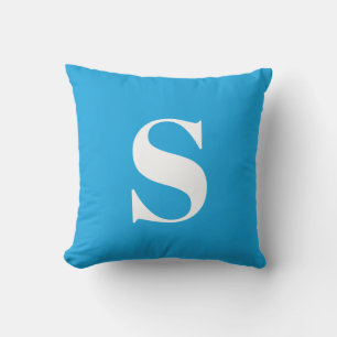 Sky Blue Initial Monogramme Coussin extérieur