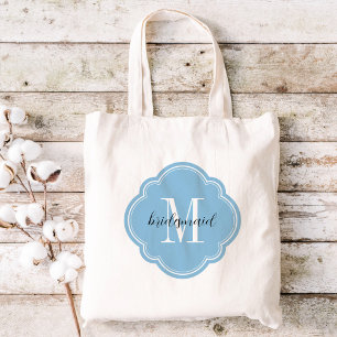 Sky Blue Monogram Bridesmaid Sac fourre-tout